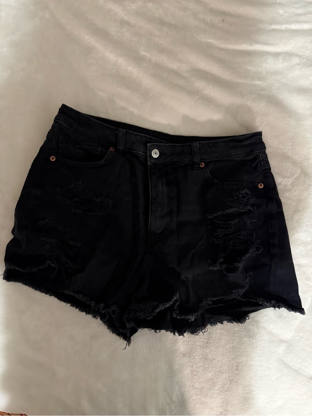 American Eagle Outfitters Black Distressed Denim Shorts